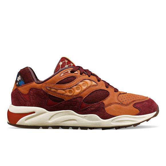 NEW SAUCONY men grid shadow 2 dragon sneaker in rust - Picture 2 of 5